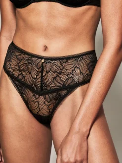 Knickerbox Alice Lace High Waisted Thong - Black