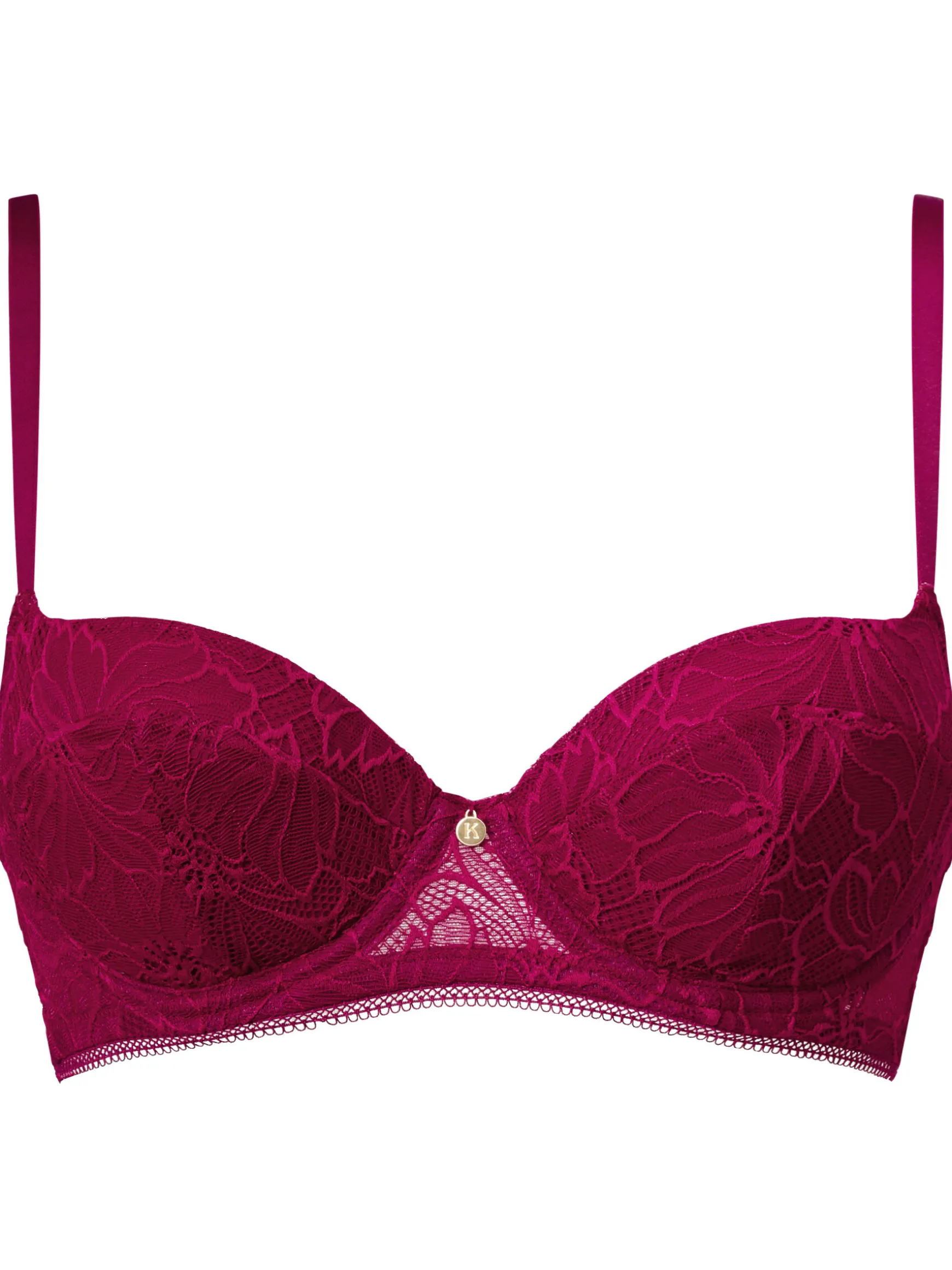 Knickerbox Alice Lace Padded Balcony Bra - Dark Red