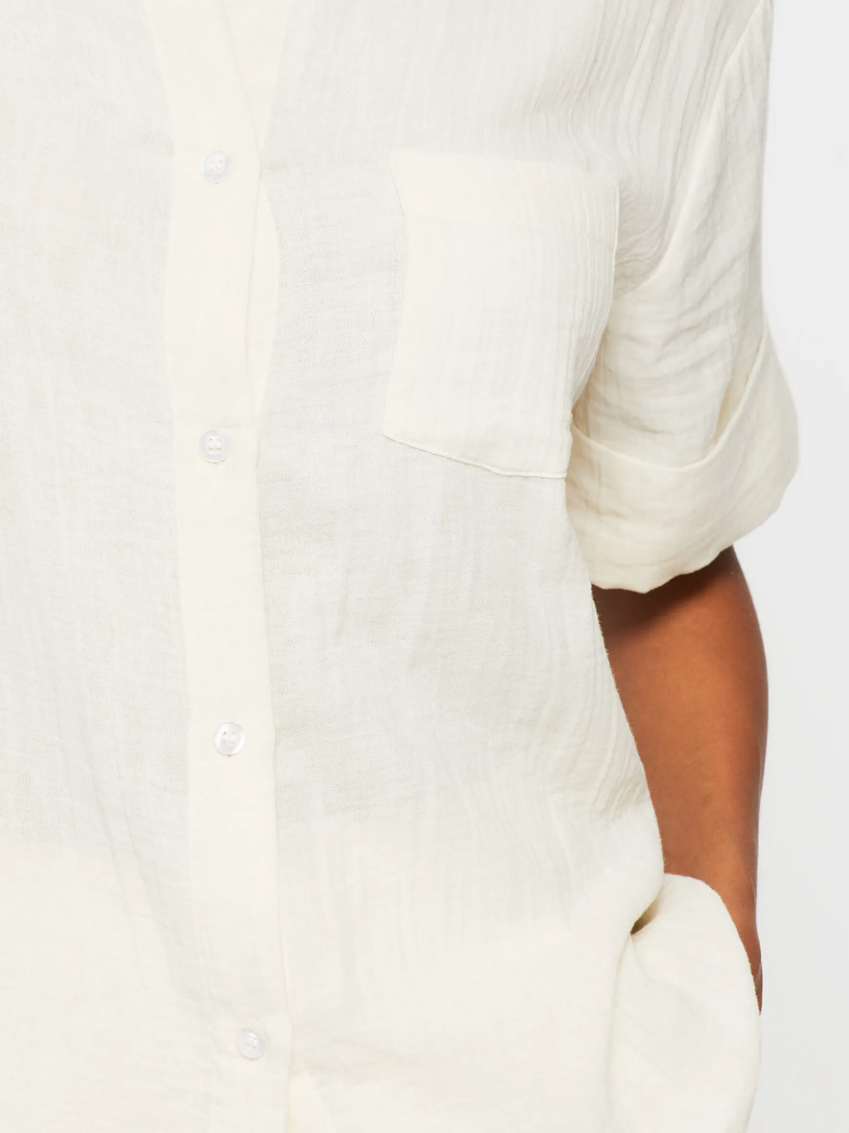 Knickerbox Annie Cotton Short Sleeve Shirt - White