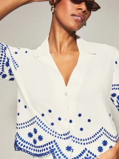 Knickerbox Broderie Floral Embroidered Shirt - White