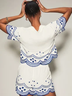 Knickerbox Broderie Floral Embroidered Shirt - White