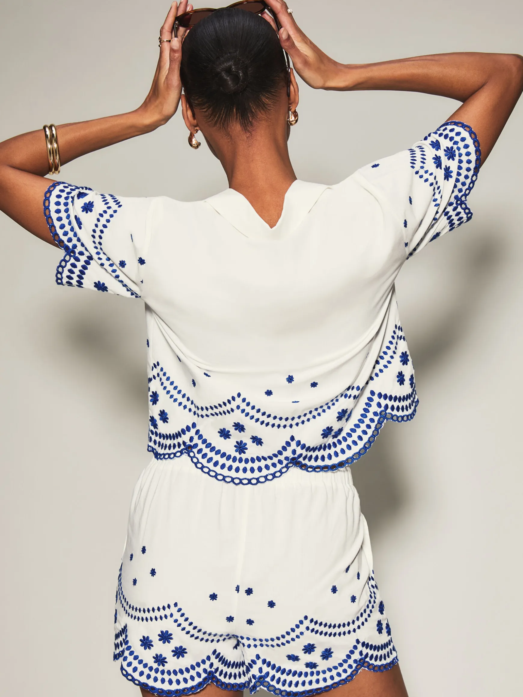 Knickerbox Broderie Floral Embroidered Shirt - White