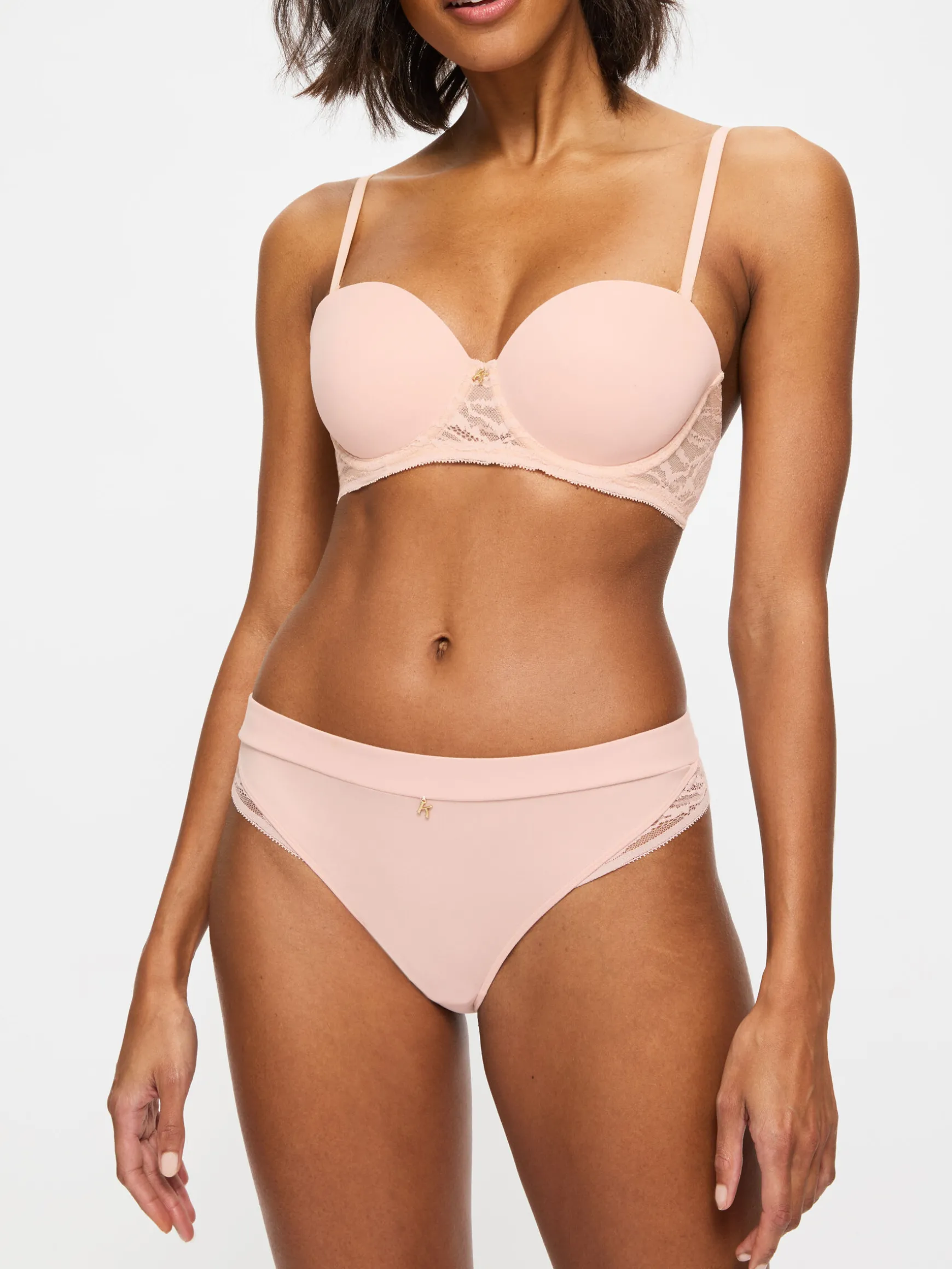 Knickerbox Charlotte Lace Brazilian Knickers - Pale Pink