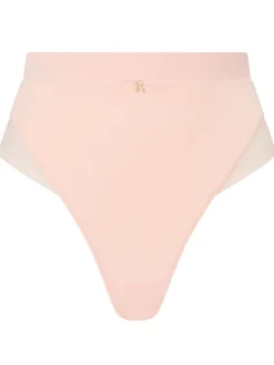 Knickerbox Charlotte Lace High Waisted Thong - Pale Pink