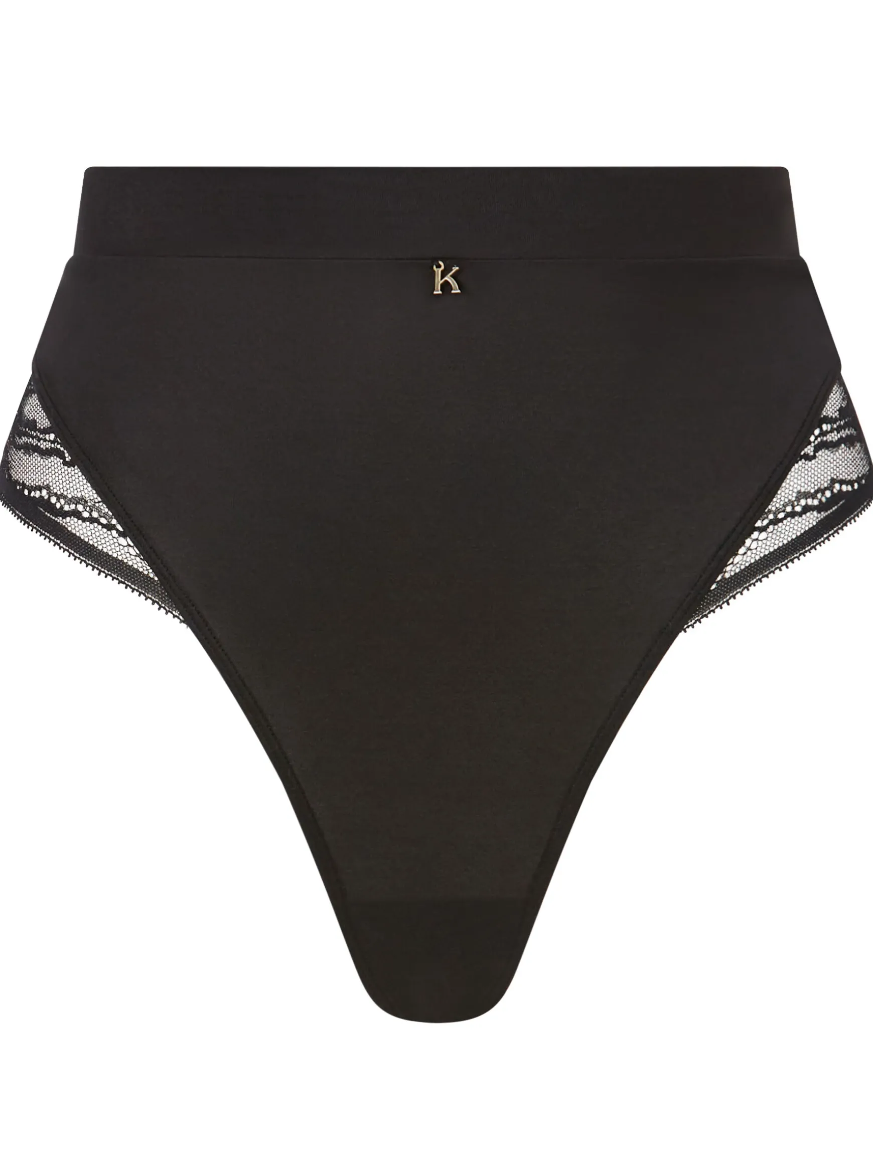 Knickerbox Charlotte Lace High Waisted Thong - Black