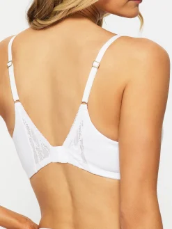 Knickerbox Charlotte Lace Non Wired Padded Plunge Bra - White