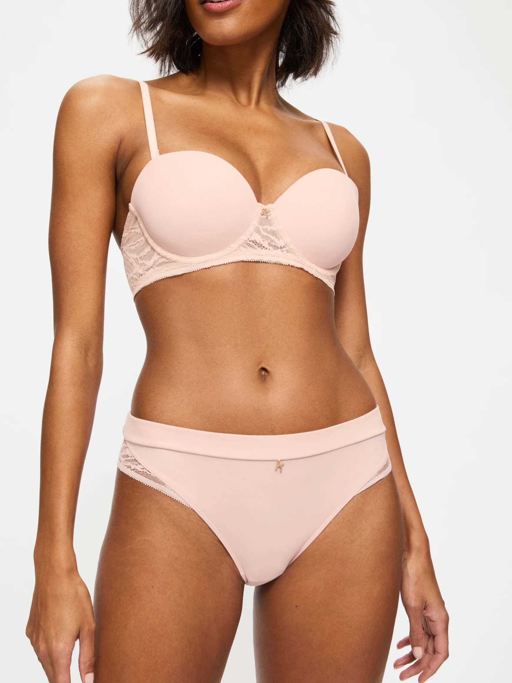 Knickerbox Charlotte Lace Padded Strapless Bra - Light Pink