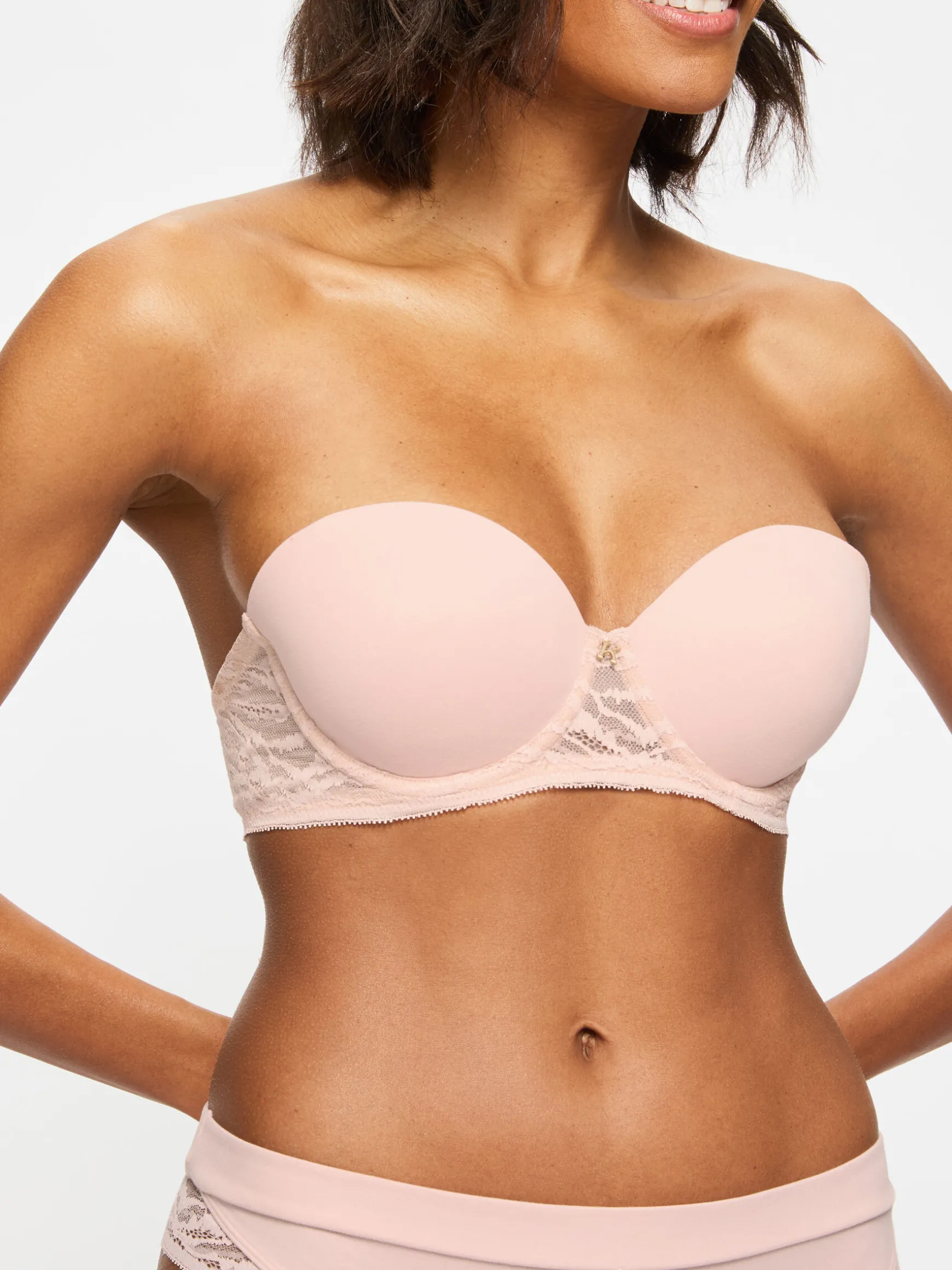 Knickerbox Charlotte Lace Padded Strapless Bra - Light Pink