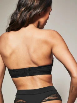 Knickerbox Charlotte Lace Padded Strapless Bra - Black