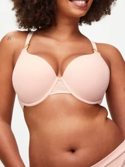 Knickerbox Charlotte Lace Underwired Padded Plunge Bra - Pale Pink