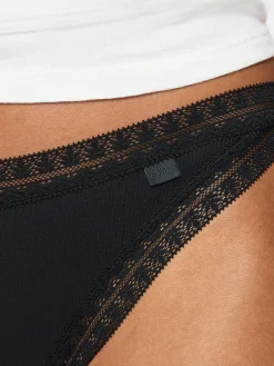 Knickerbox Geometric Cotton Lace Thong - Pack of 3 - Black