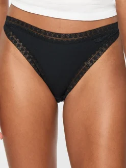 Knickerbox Geometric Cotton Lace Thong - Pack of 3 - Black