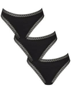 Knickerbox Geometric Lace Brazilian Knickers - Pack of 3 - Black