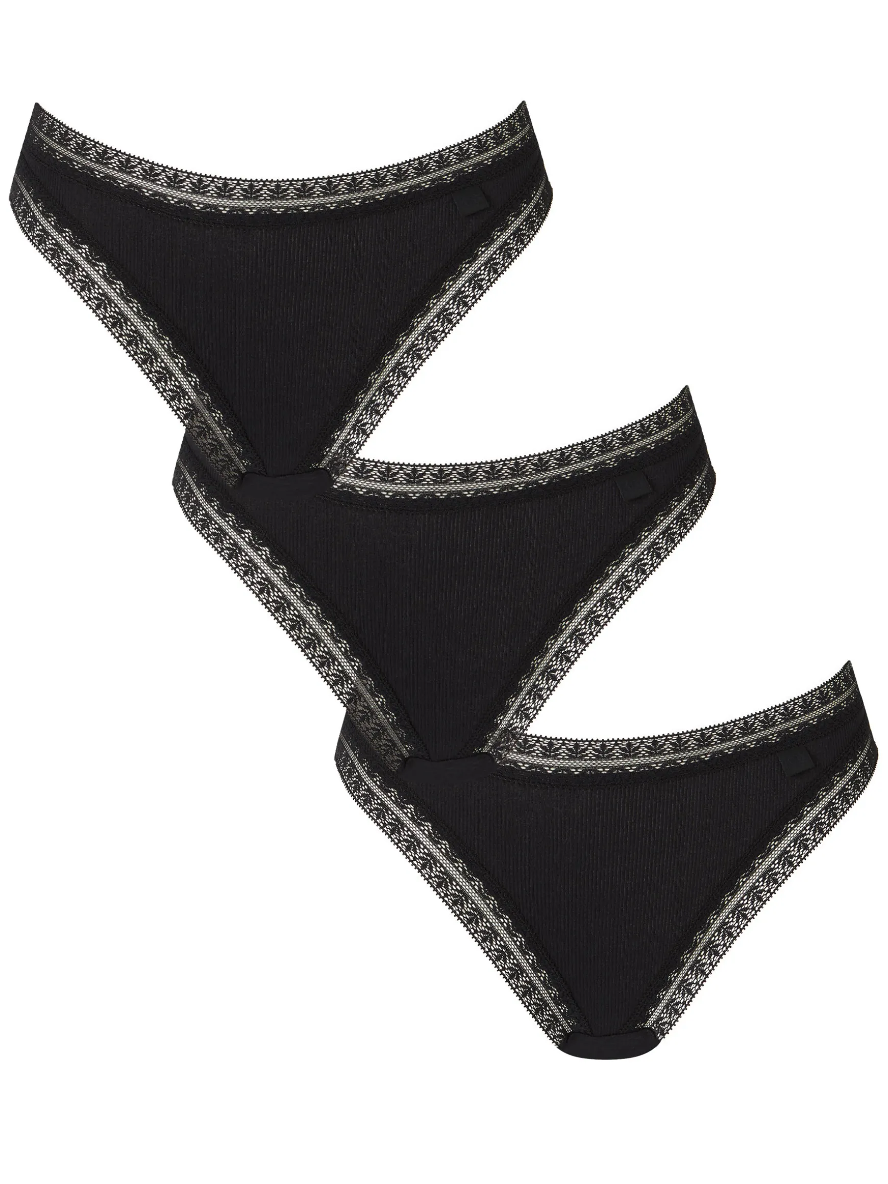 Knickerbox Geometric Lace Brazilian Knickers - Pack of 3 - Black