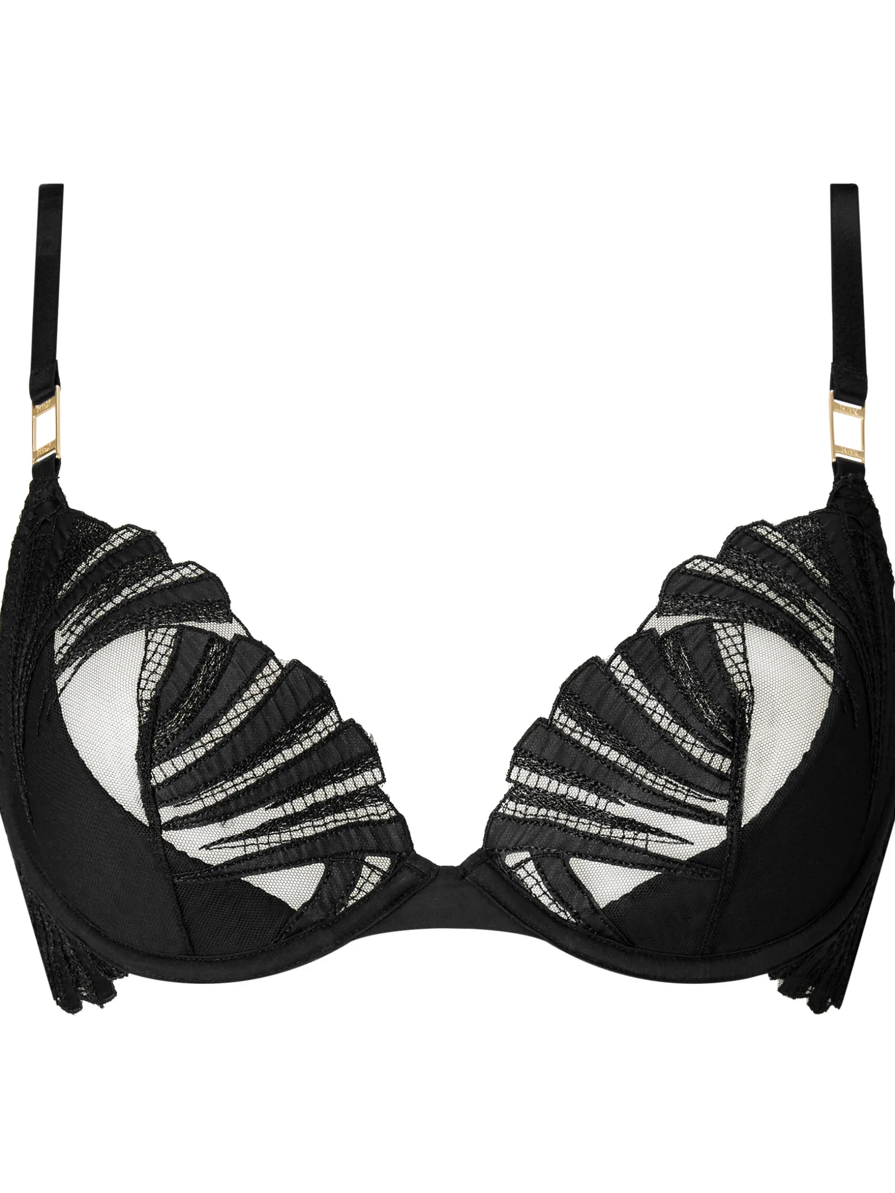 Knickerbox Isabella Embroidered Non Padded Plunge Bra - Black
