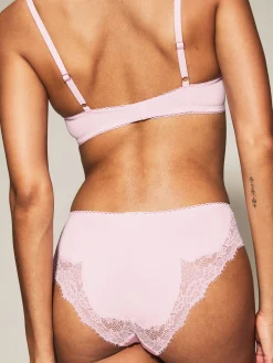 Knickerbox Josie Lace High Waisted Brazilian Knickers - Pale Pink
