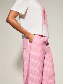 Knickerbox Lobster Stripe Pyjama T-Shirt & Trouser Set - Bright Pink