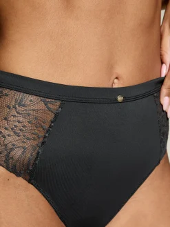 Knickerbox Louisa Lace High Waisted Brazilian Knickers - Black