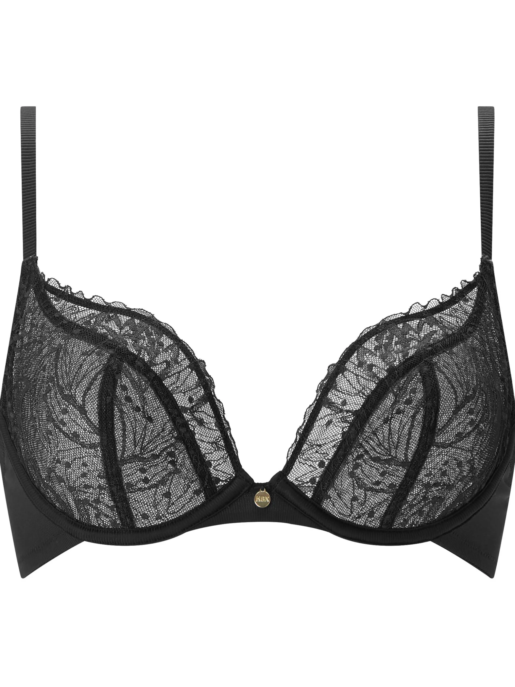 Knickerbox Louisa Lace Non Padded Plunge Bra - Black
