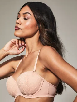 Knickerbox Louisa Lace Padded Strapless Bra - Pale Pink