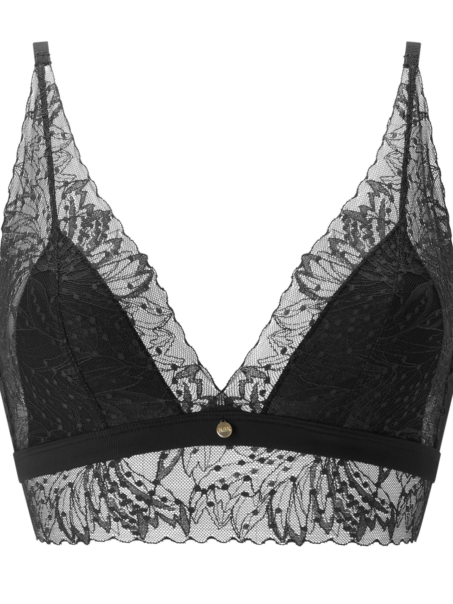 Knickerbox Louisa Lace Ribbed Longline Triangle Bralette - Black