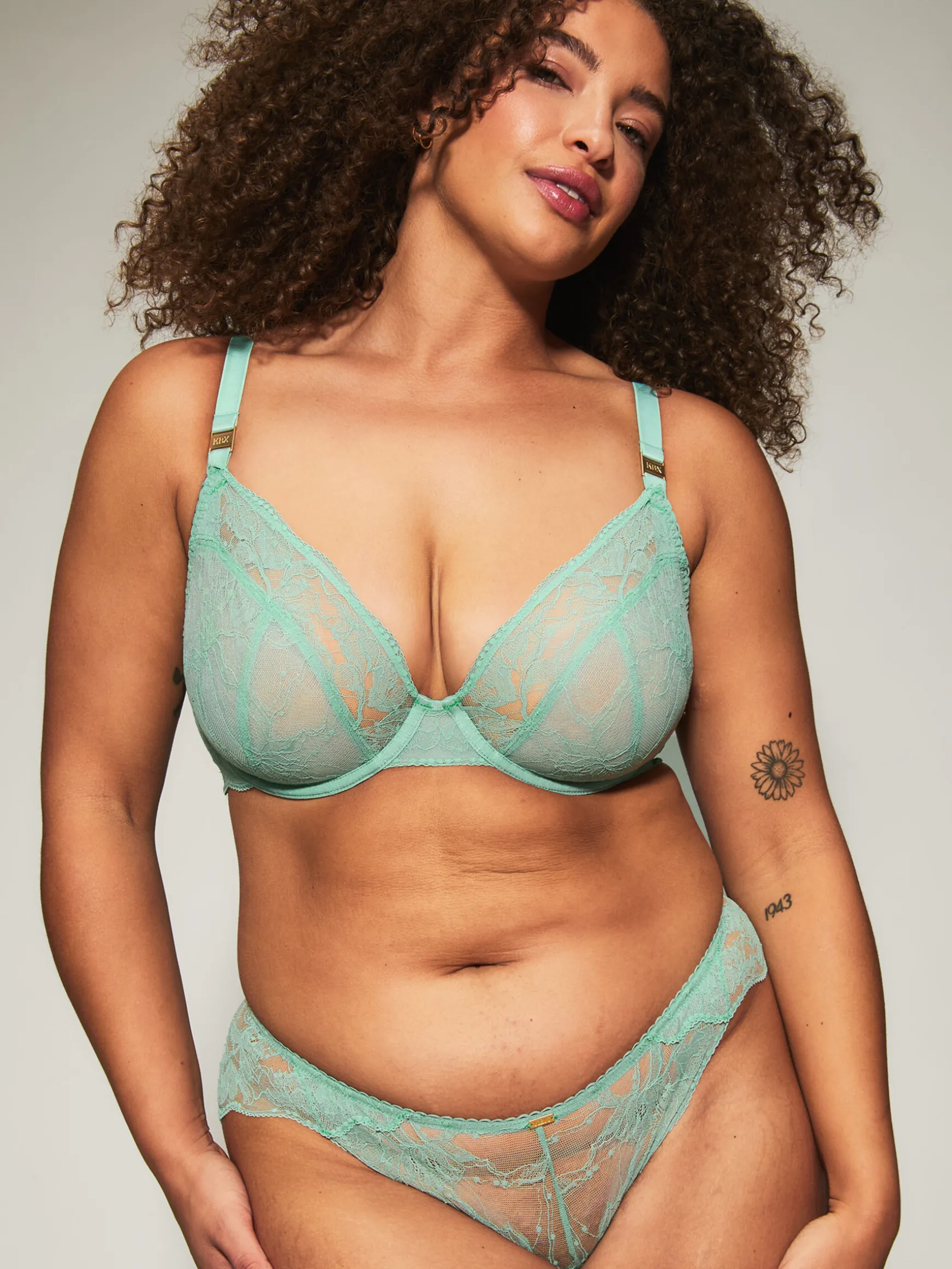 Knickerbox Nova Lace Non Padded Plunge Bra - Mint