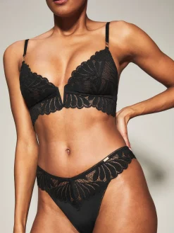 Knickerbox Olivia Lace High Leg Brazilian Knickers - Black