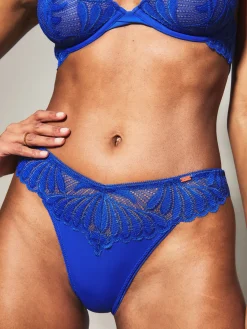 Knickerbox Olivia Lace High Leg Brazilian Knickers - Cobalt