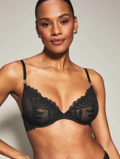 Knickerbox Olivia Lace Non Padded Plunge Bra - Black