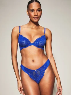 Knickerbox Olivia Lace Non Padded Plunge Bra - Cobalt