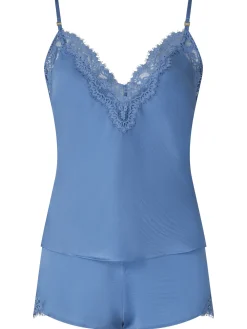 Knickerbox Renee Satin Lace Cami Top & Shorts Set - Blue
