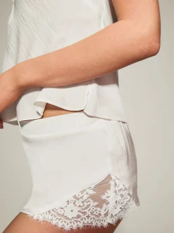 Knickerbox Renee Satin Lace Cami Top & Shorts Set - Ivory
