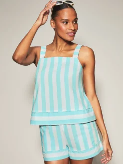 Knickerbox Stripe Pyjama Cami Top & Shorts Set - Light Blue