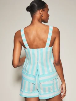 Knickerbox Stripe Pyjama Cami Top & Shorts Set - Light Blue