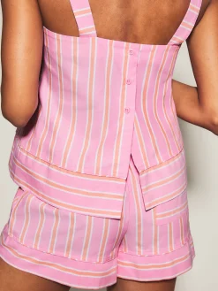 Knickerbox Stripe Pyjama Cami Top & Shorts Set - Bright Pink
