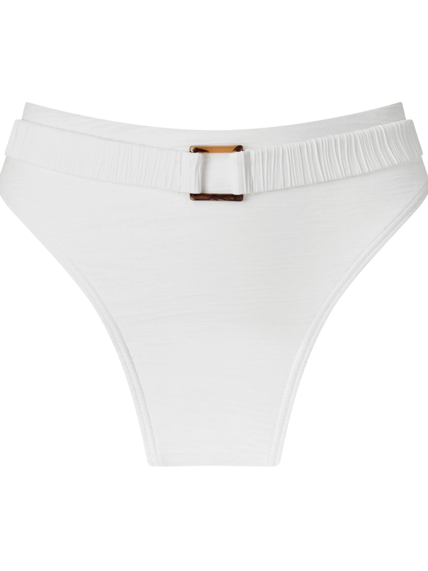 Knickerbox Swim Crinkle High Waisted Bikini Bottoms - White