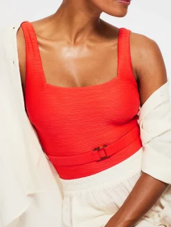 Knickerbox Swim Crinkle Swimsuit - Bright Orange