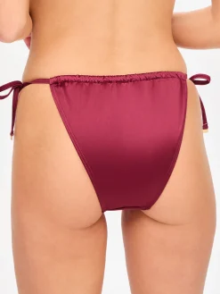 Knickerbox Swim Shimmer Ruched Tanga Bikini Bottoms - Red