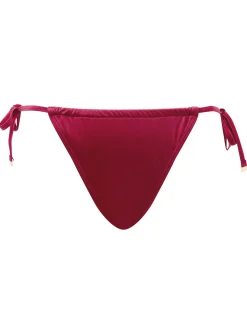 Knickerbox Swim Shimmer Ruched Tanga Bikini Bottoms - Red