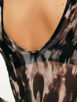 Knickerbox Zadie Long Sleeve Abstract Print Lingerie Body - Multi