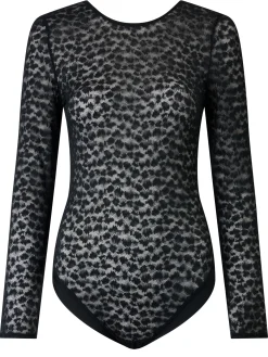 Knickerbox Zadie Textured Long Sleeve Lingerie Body - Black