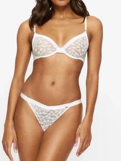 Knickerbox Zadie Textured Non Padded Plunge Bra - White