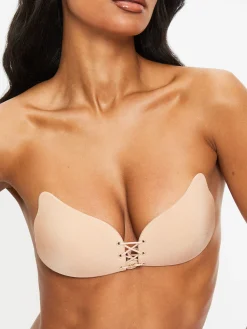 Lace-Up Stick On Bra - Nude 01