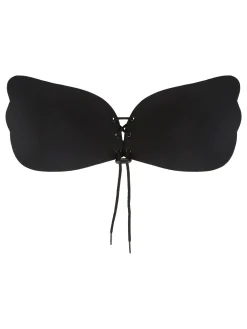 Lace-Up Stick-On Padded Bra - Black