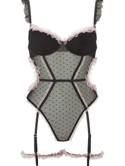 Locked On Love Padded Crotchless Lingerie Body - Black