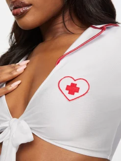 Mesmerising Medic 3 Piece Nurse Costume with Headband - White