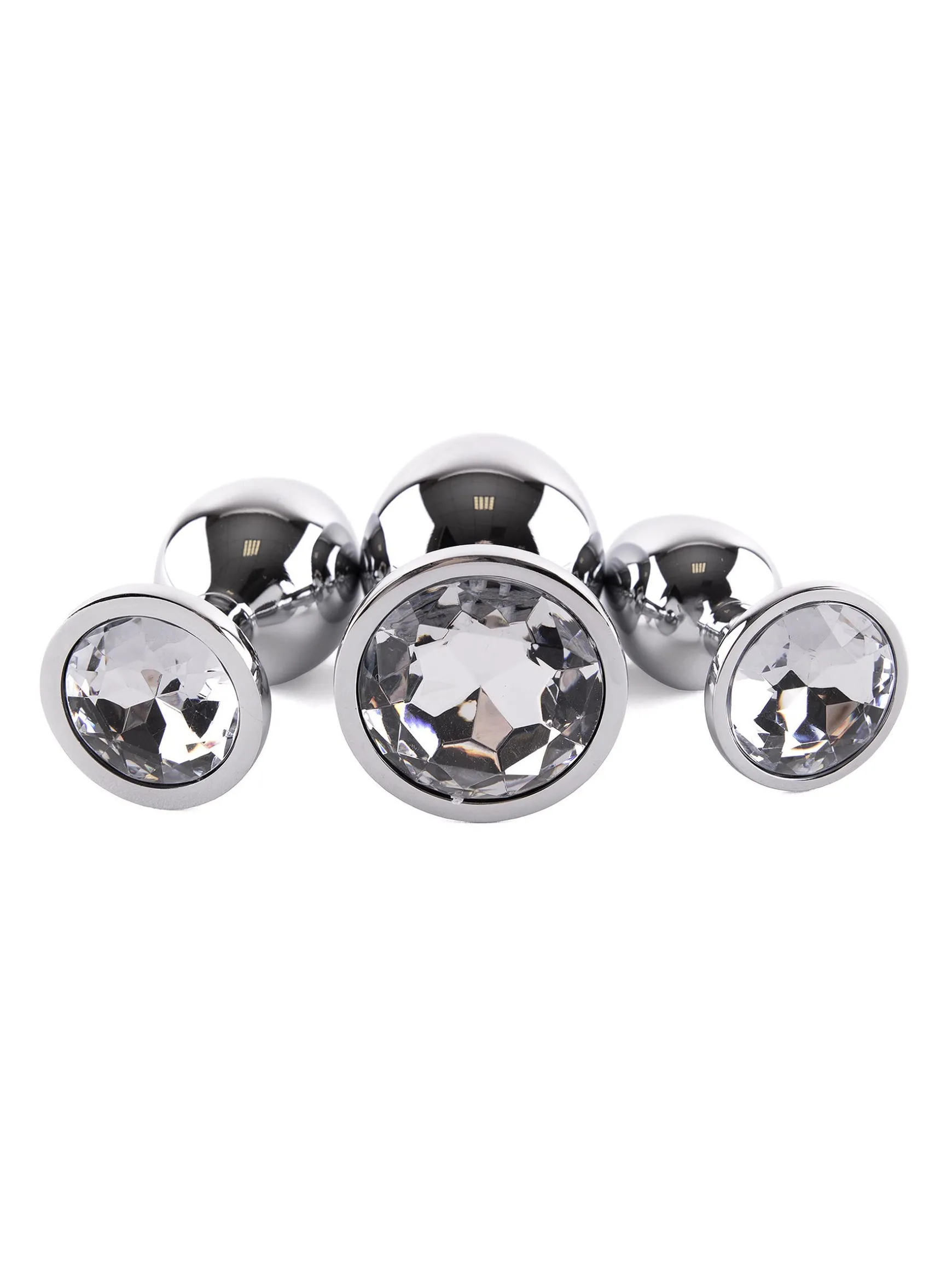 Metal Jewelled Butt Plug 3 Piece Set