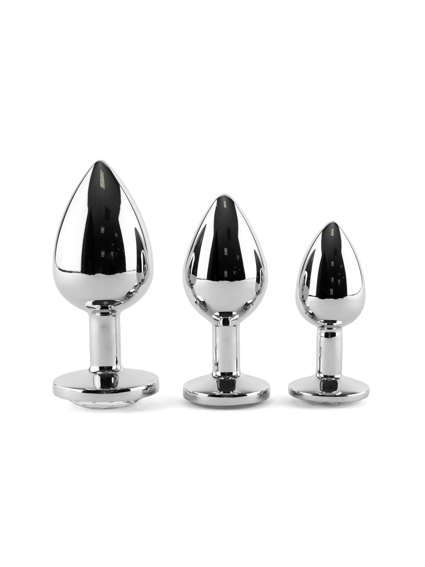 Metal Jewelled Butt Plug 3 Piece Set