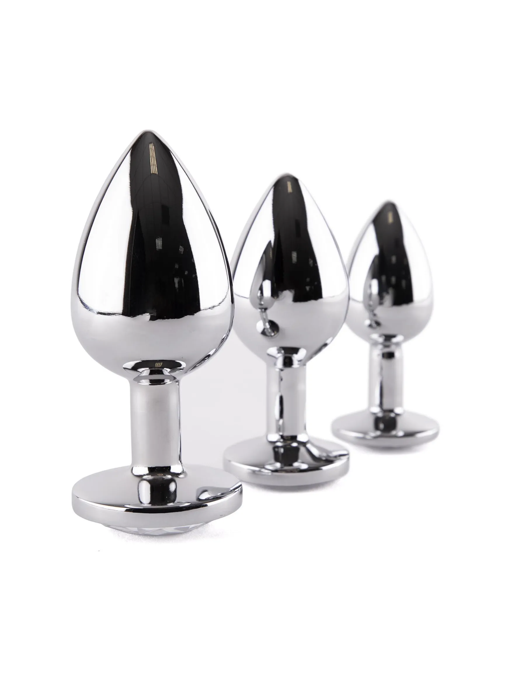 Metal Jewelled Butt Plug 3 Piece Set