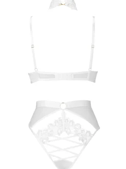 Midnight Muse Guipure Lace Crotchless Lingerie Body - Ivory